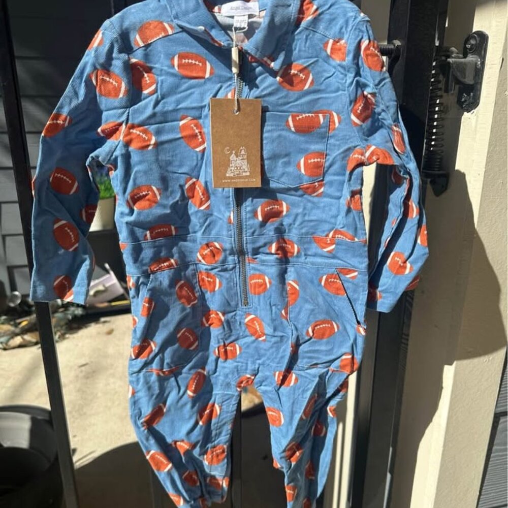 Angel Dear Football Corduroy Jumpsuit - NWT